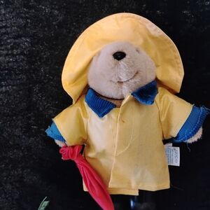 Paddington Yellow Raincoat Teddy Bear with Red Umbrella
